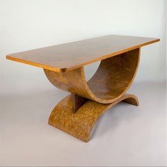 Art Deco U base walnut coffee table
