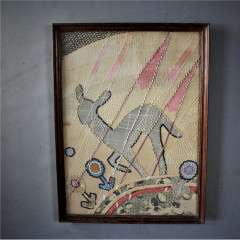 1930's art deco applique picture of a young deer