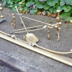 Complete Art Nouveau fireplace set , fender ,firedogs and 3 piece companion