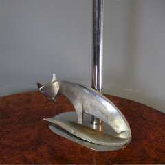 Art Deco Fox table lamp in chrome.