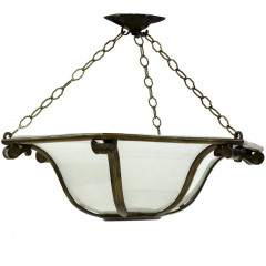 Art Deco bronze and frosted glass ceiling light