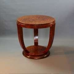 Art Deco circular coffee table in Burled maple veneer