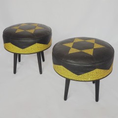  Pair of Mid Century leather stools