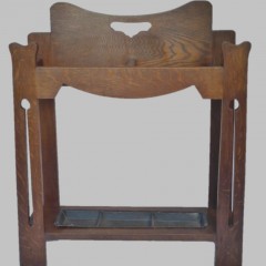Arts and crafts umbrella stand in oak with stylised
