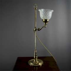 Faraday No4 Arts and Crafts brass tablelamp with vaseline shade