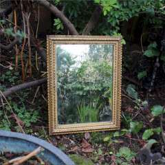 Antique rectangular French gilt wall mirror.