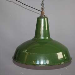 Large green enamelled Industrial shade