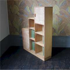 Heals modernist limed oak stepped bookcase