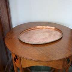Hugh Wallis arts and crafts copper oval tray c1900