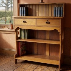 Arts and crafts server / bookcase in golden oak