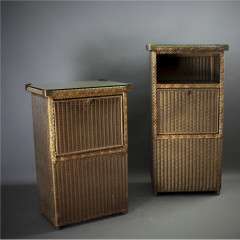 Lloyd Loom pair of bedside Linen cabinets in Gold weave