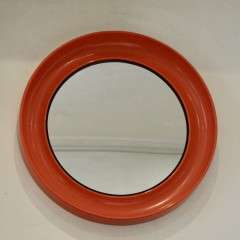  Vintage 1970's Orange round plastic mirror