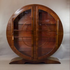 Art Deco walnut circular display cabinet