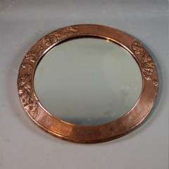 Arts and crafts circular copper mirror Rowley