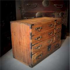 Japanese Tansu small three drawer chest