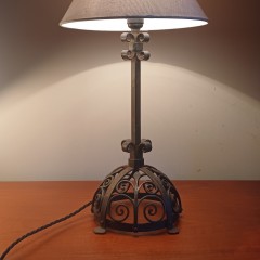 Arts and Crafts iron table lamp attributed to Spital and Clark
