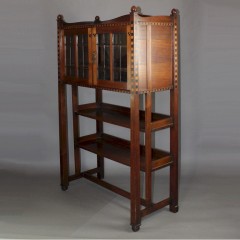 Interesting arts and crafts cabinet in mahogany with bold chequered inlay
