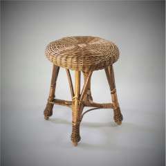 Wicker Rattan Mid-Century Stool