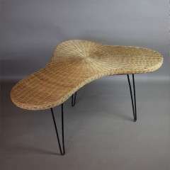1950's wicker boomerang table possibly by Conran