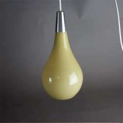 1950's yellow conical glass pendant lamp