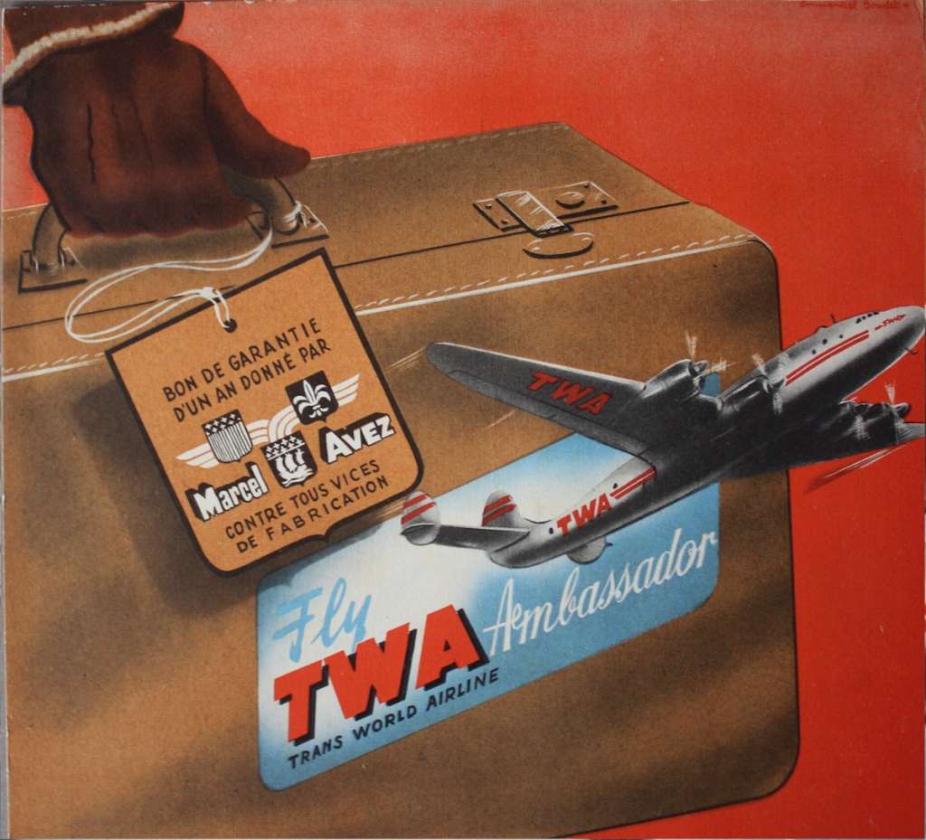 Vintage shop advert for TWA . French 1950's