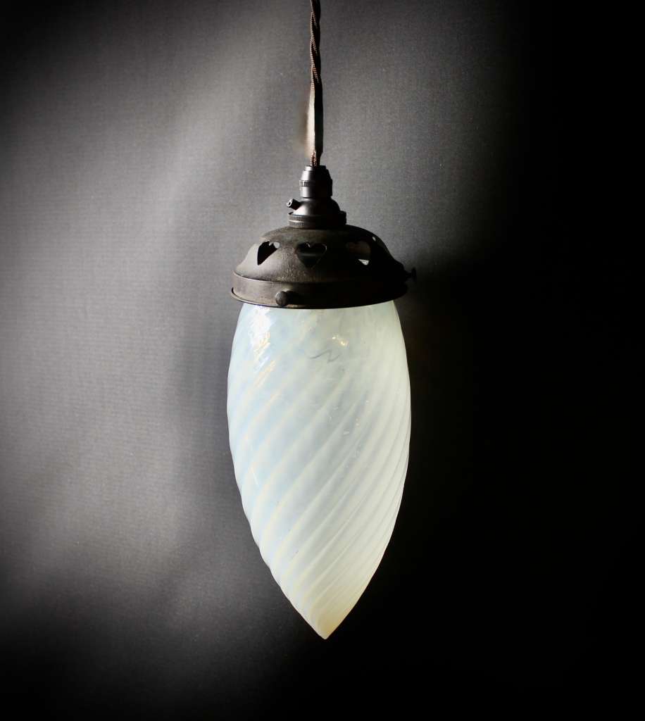 Arts and Crafts opalescent pendant fitting