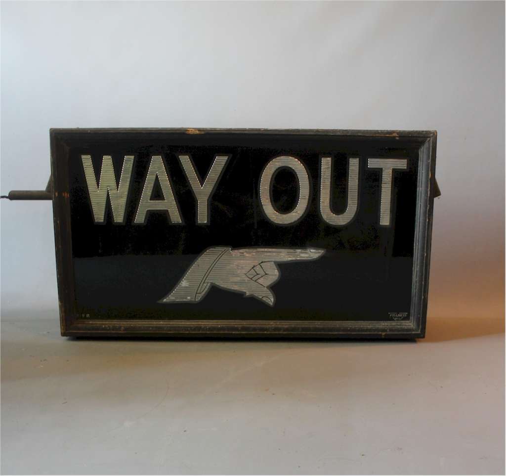 Early 20th century illuminated Way Out sign by Franco W1