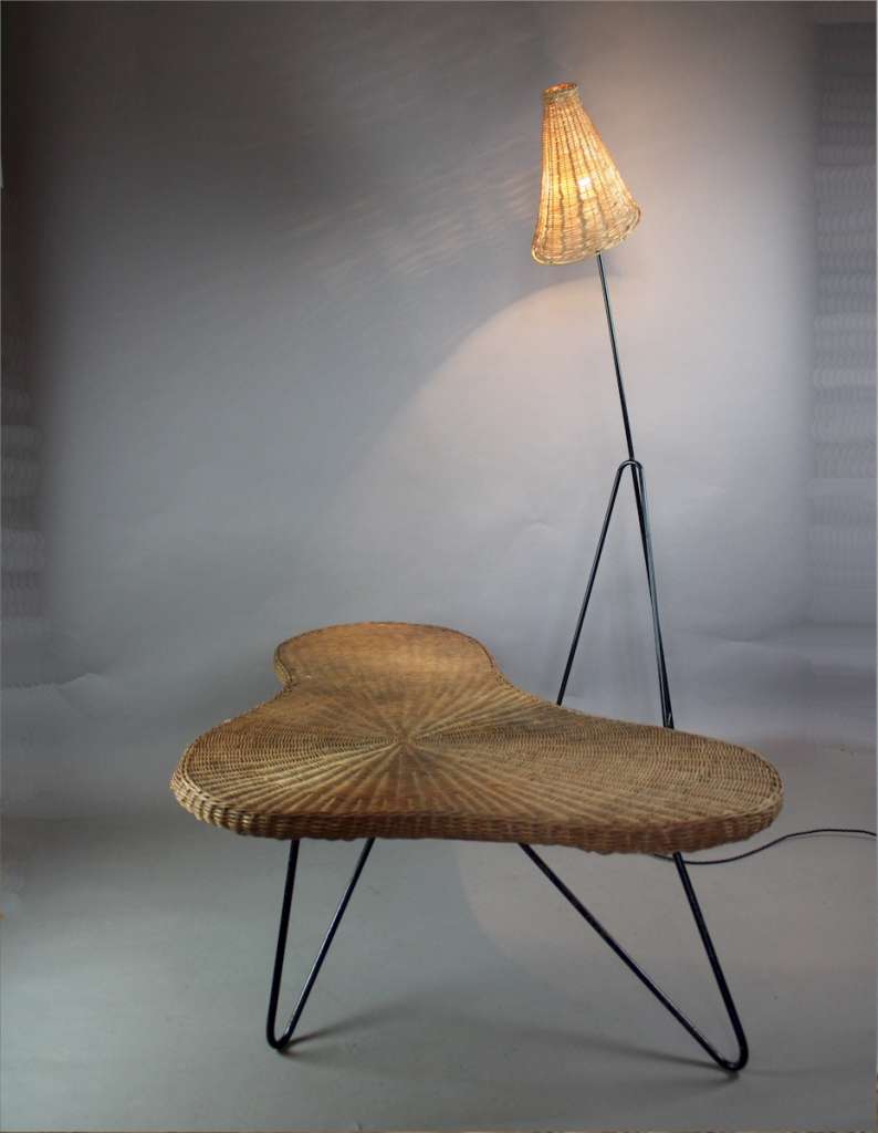 1950's wicker boomerang table