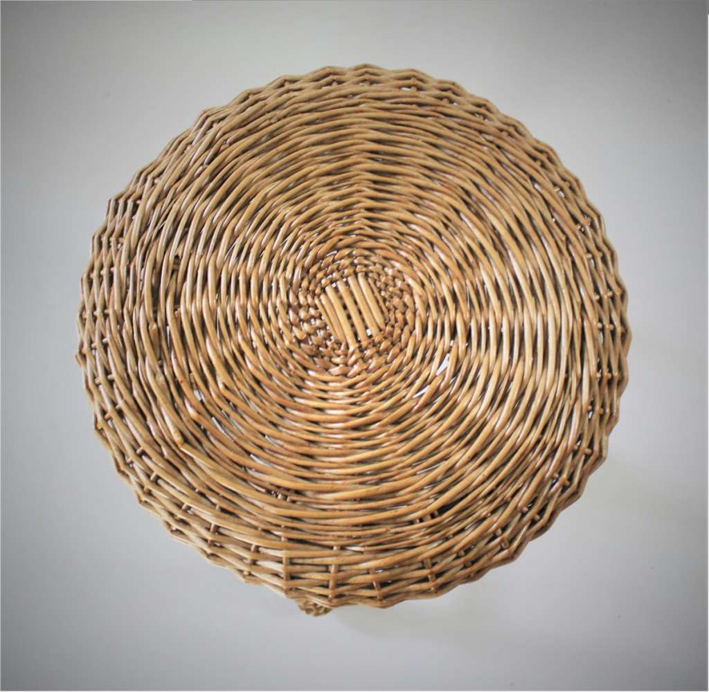 Wicker Rattan Mid-Century Stool