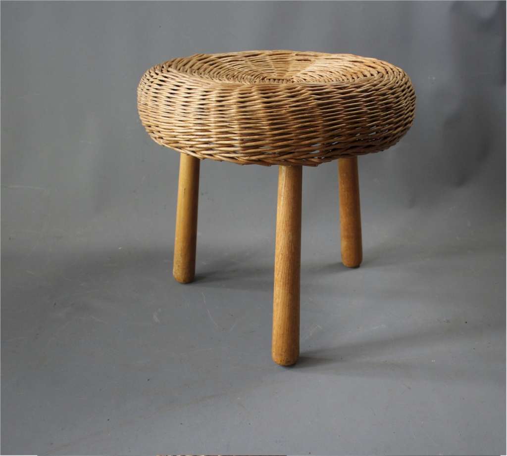 Mid-Century wicker stool