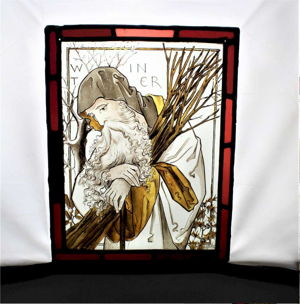 Arts and crafts stained glass panels of the 4 seasons Art Furniture