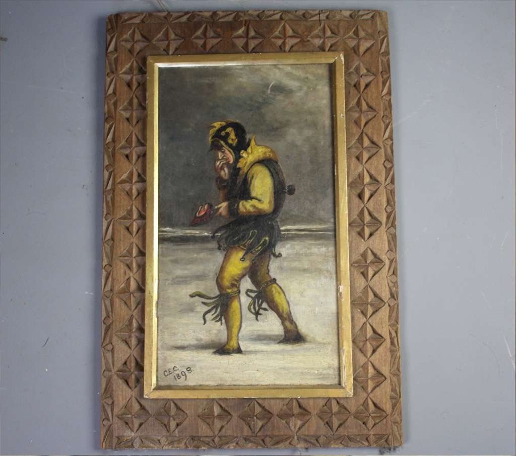 Late Victorian painting of a wondering jester