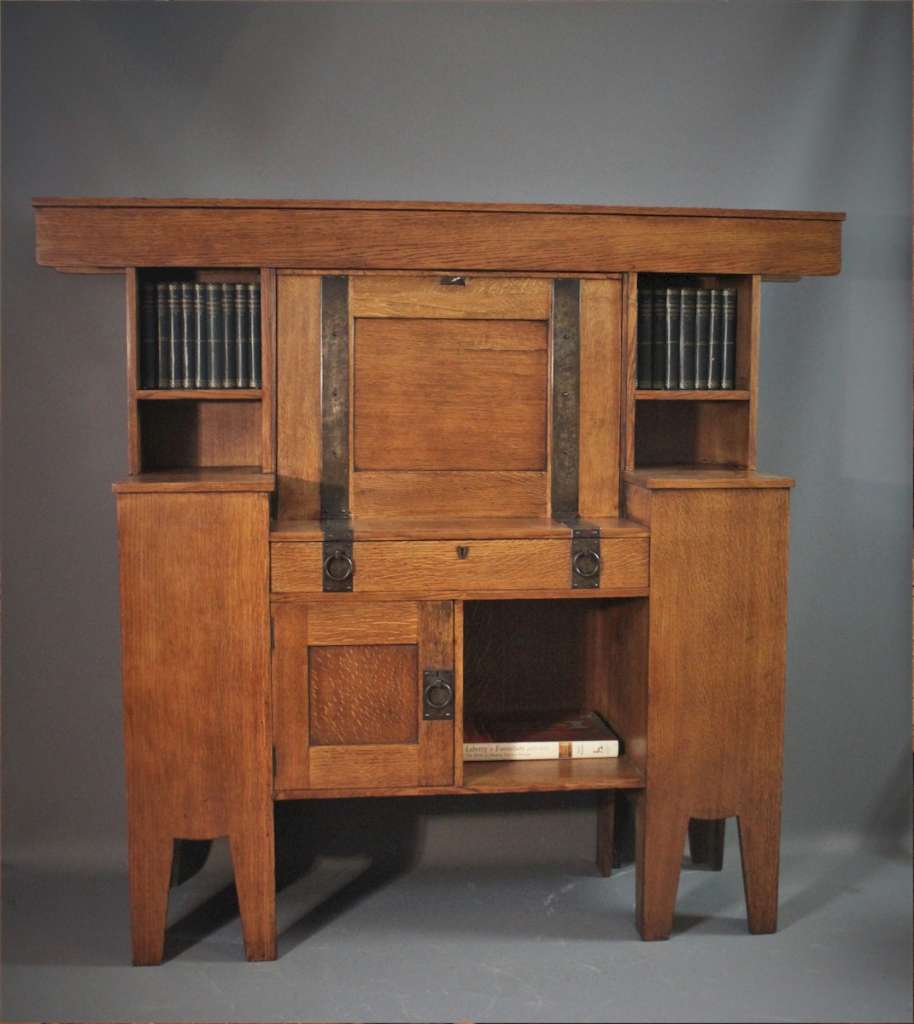 Liberty & Co Arts and crafts oak bureau designed by Leonard Wyburd