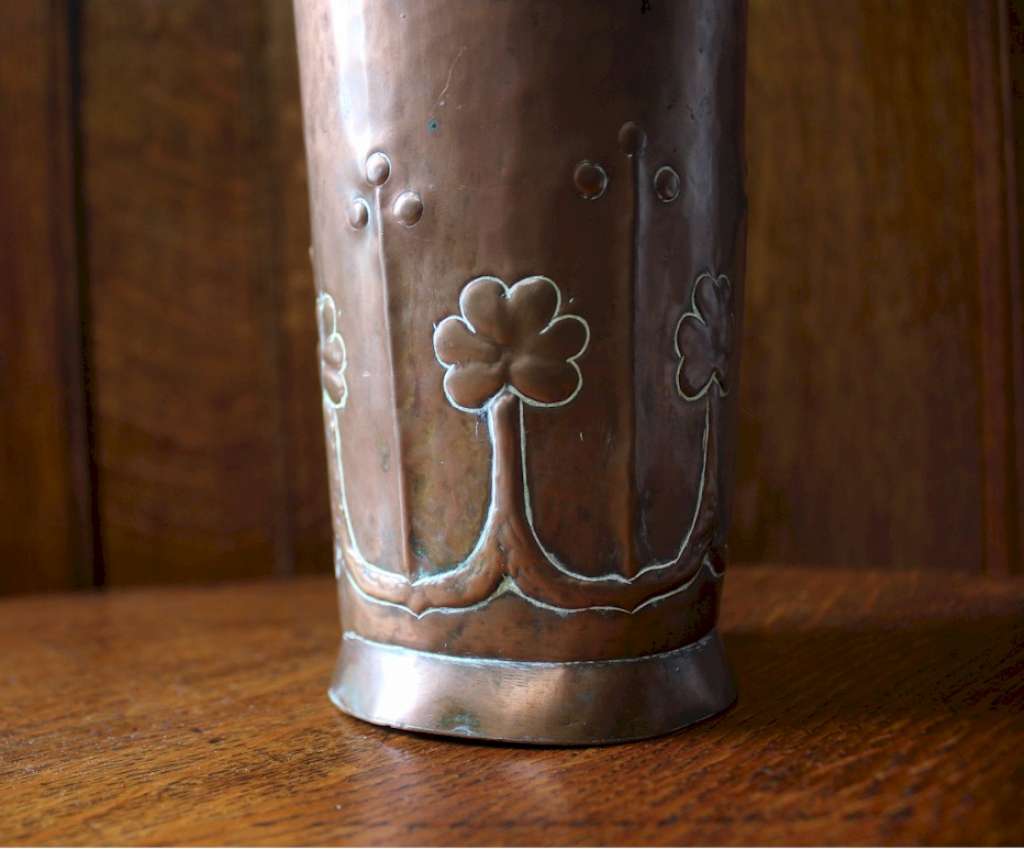 Irish arts and crafts movement Youghal A.M.W copper vase Metalware Art Furniture